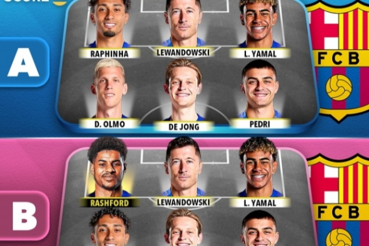 哪套更强❓️外媒列拉什福德加盟后巴萨前场首发组合